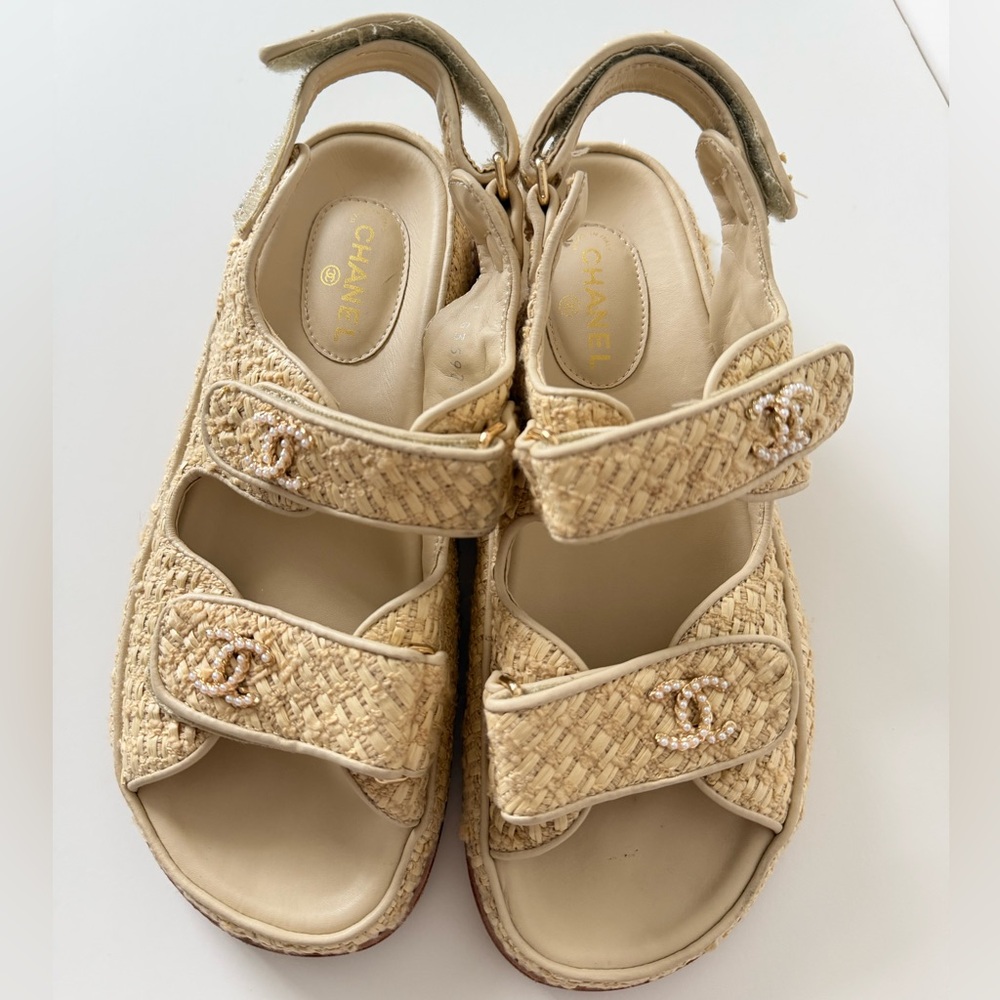 CHANEL Raffia Dad Sandals Size 41C - Picture 7 of 7
